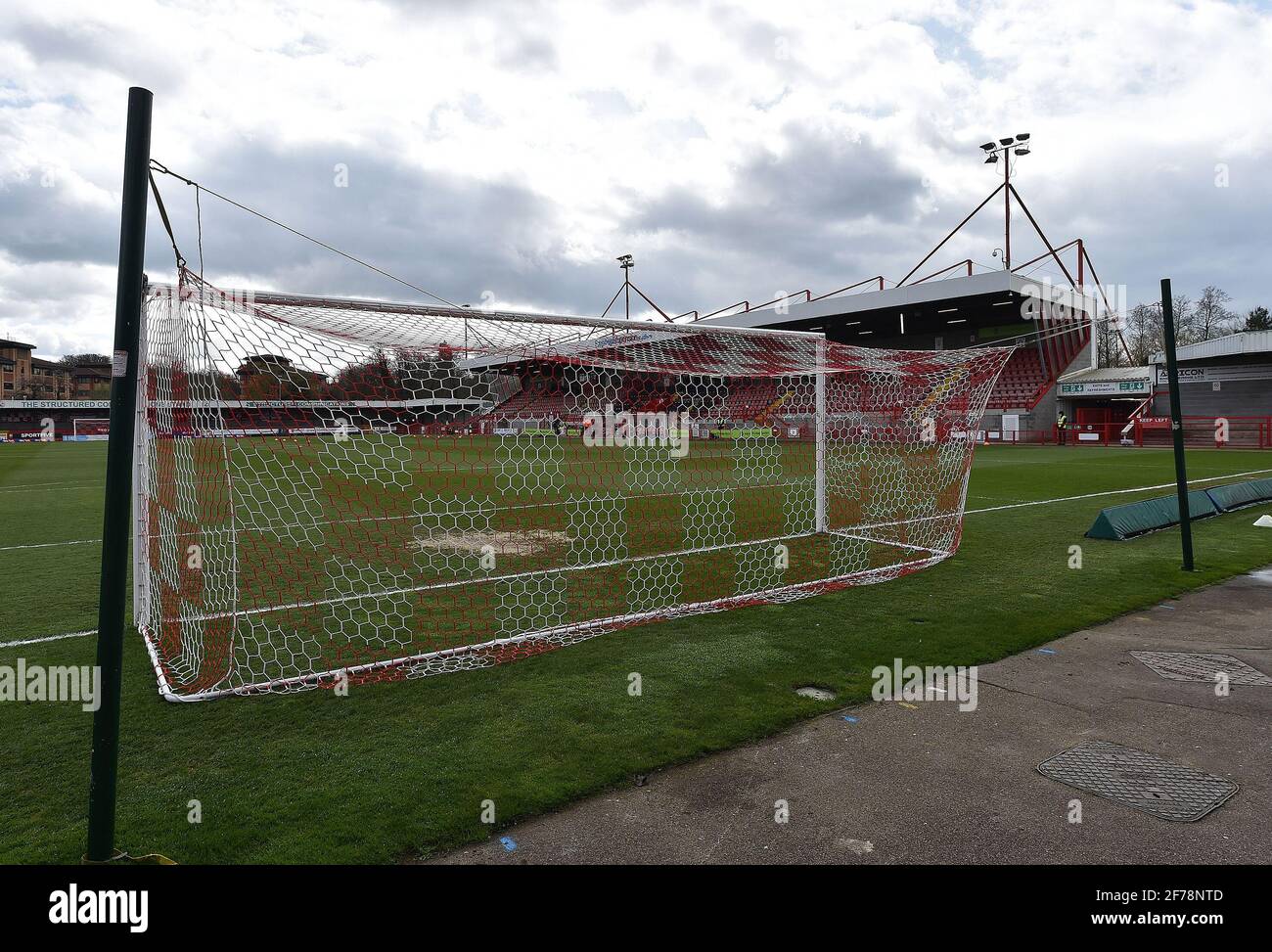 CRAWLEY, ENGLAND. APRIL 5TH General views arounf the Peoples Pension Stadium before the Sky Bet League 2 match between Crawley Town and Oldham Athletic at Broadfield Stadium, Crawley on Monday 5th April 2021. (Credit: Eddie Garvey | MI News) Credit: MI News & Sport /Alamy Live News Stock Photo