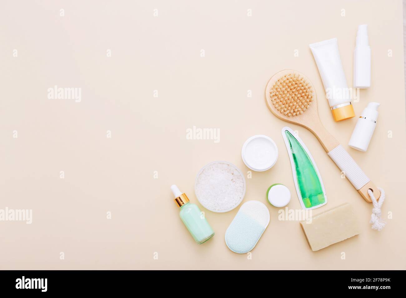 Beauty Spa Feminine Concept. Different Make Up Beauty Care Essentials  Cosmetics On Flat Lay White Background. Top View. Above. Stock Photo,  Picture and Royalty Free Image. Image 82666204.