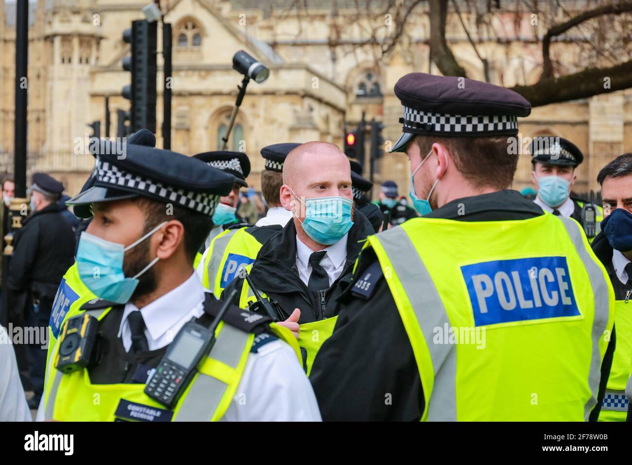 London, UK. 03 April 2021.'Kill The Bill' protest in Parliament Square. Credit: Waldemar Sikora Stock Photo