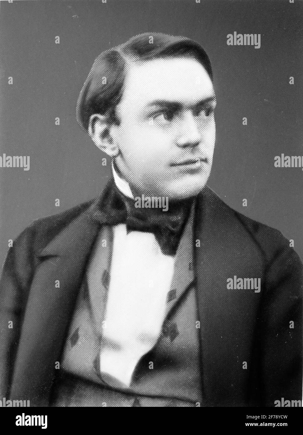 Portrait of Alfred Nobel 30 years, inventors, industrialist and donor (Nobel Prize). Stock Photo