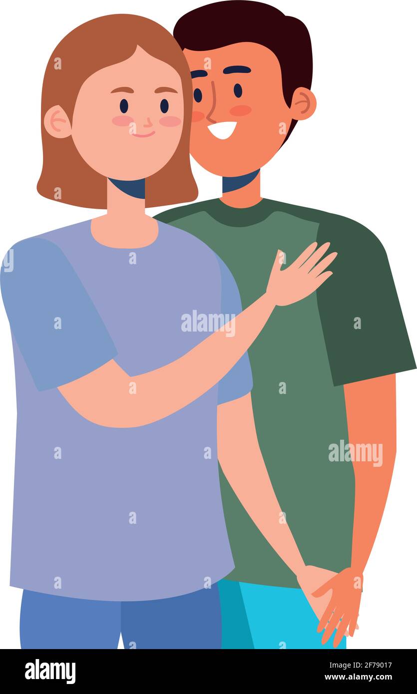 Happy young interracial couple Stock Vector Images - Alamy