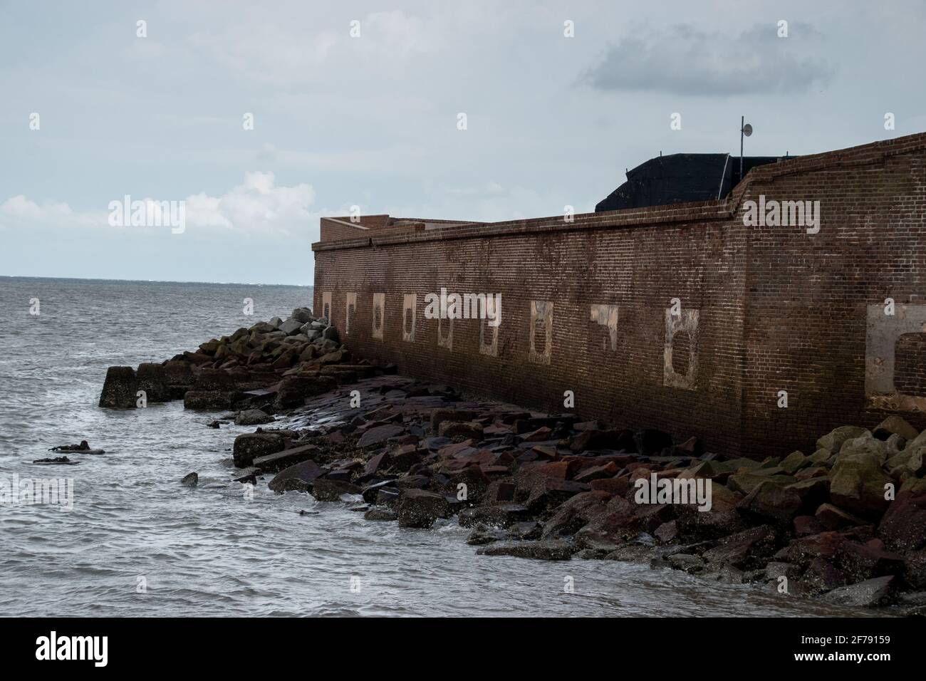 The side wall of Fort Sumter in Charleston, South Carolina Stock Photo
