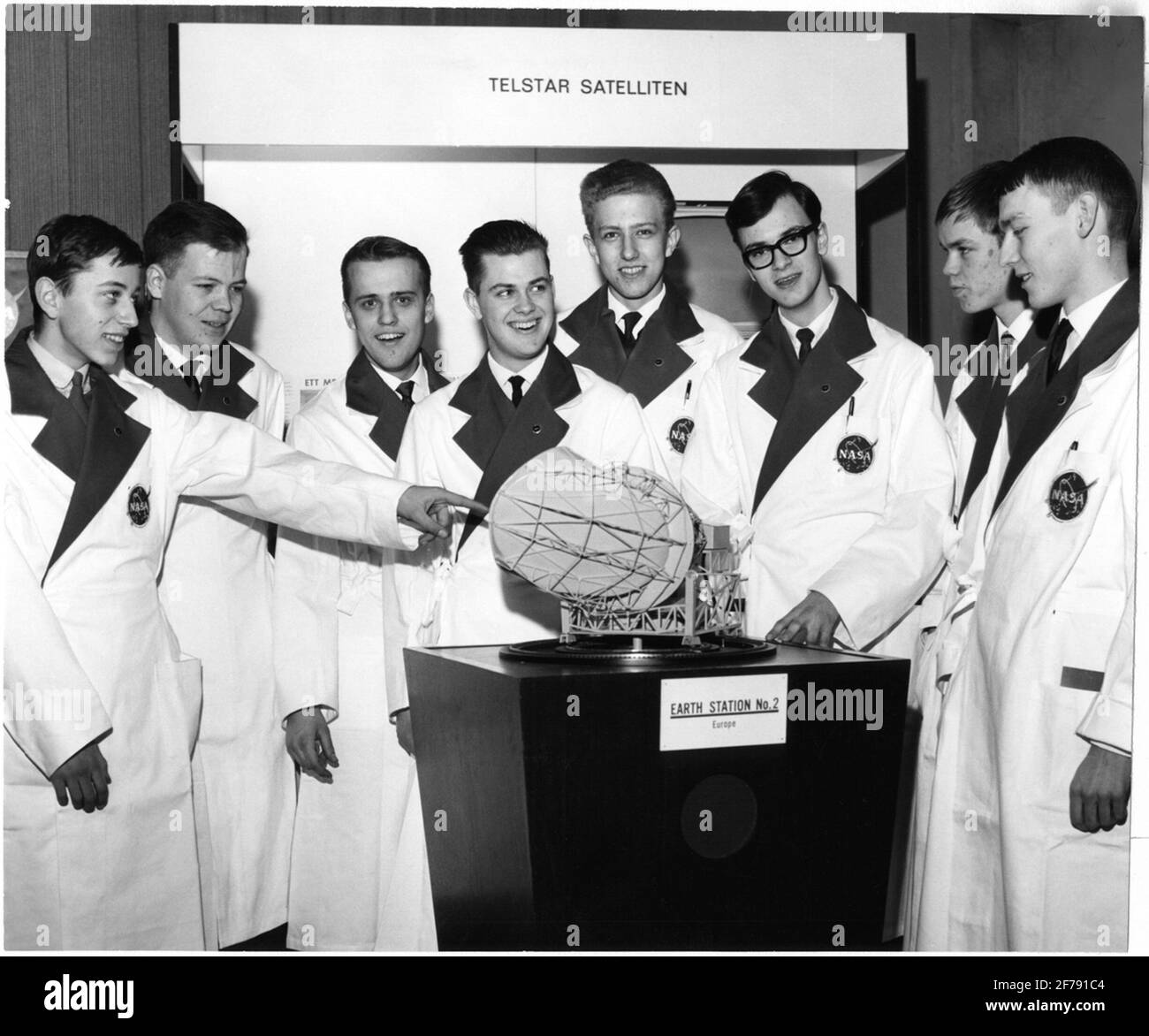 The exhibition at the Technical Museum. Space in the service of mankind. Telstar satellite. Stock Photo