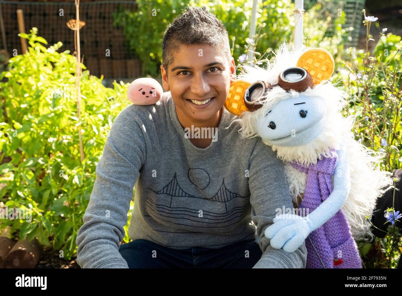 WAFFLES + MOCHI, (aka WAFFLES AND MOCHI), from left Mochi (voice Piotr Michael), Preeti Mistry