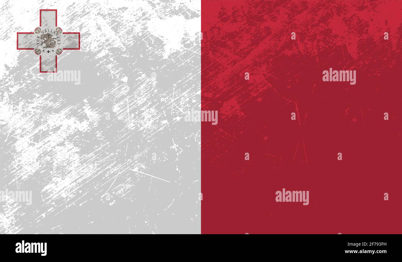 Malta flag with waving grunge texture. Vector background Stock Vector ...
