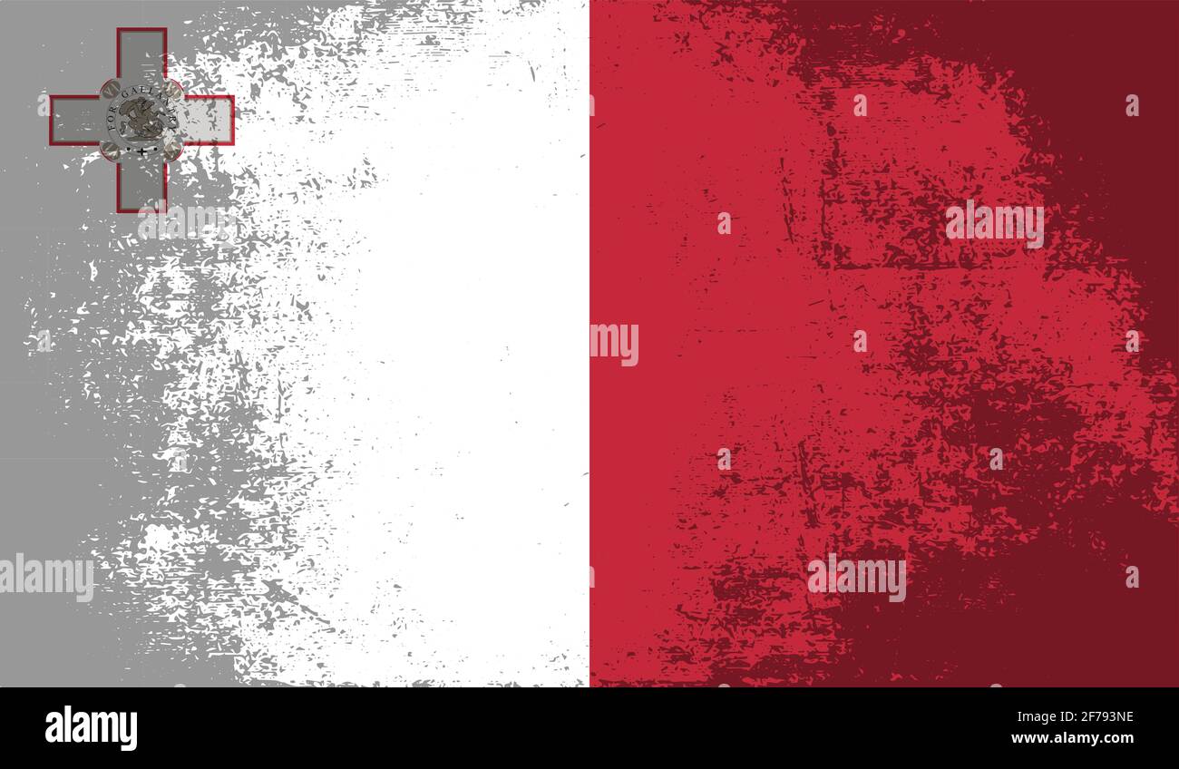 Malta flag with waving grunge texture. Vector background Stock Vector ...