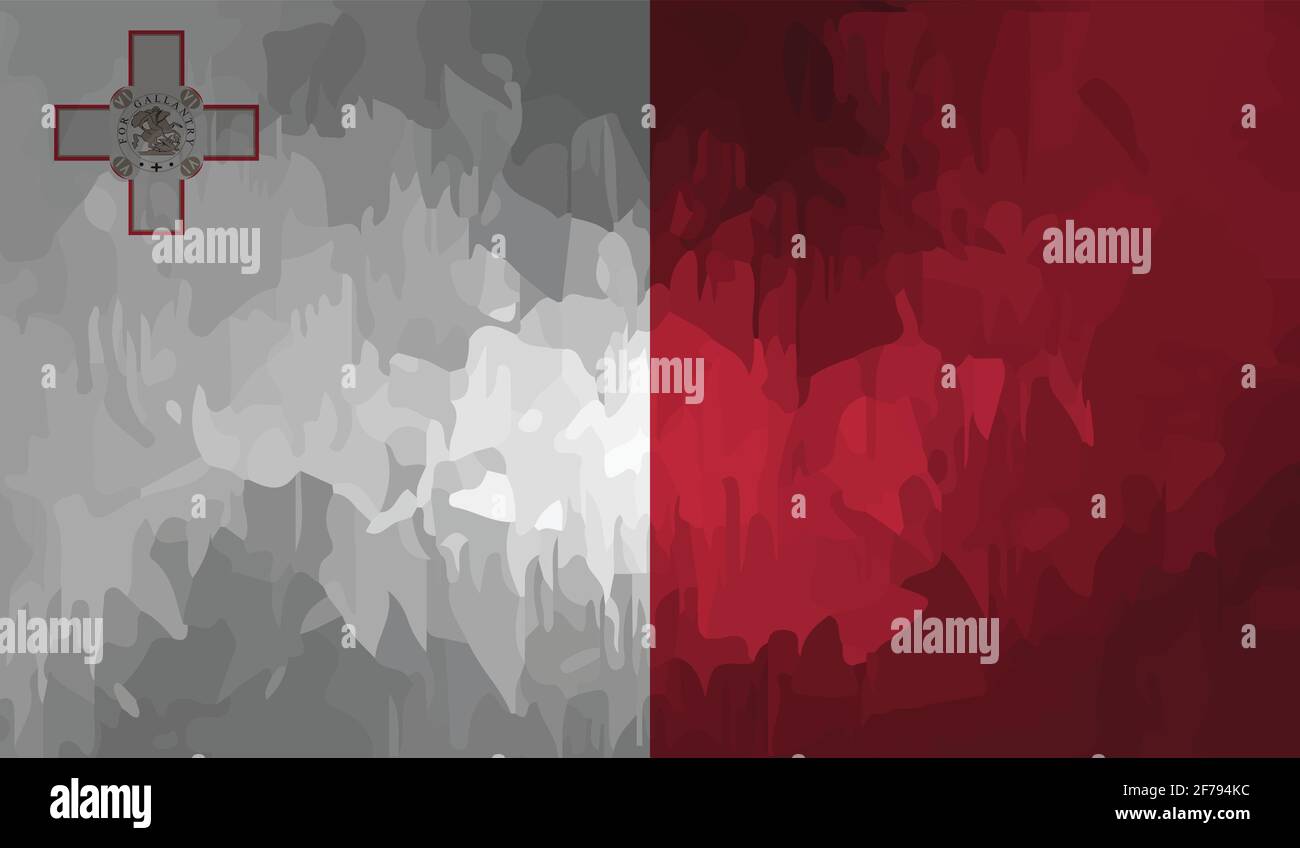 Malta flag with waving grunge texture. Vector background Stock Vector ...