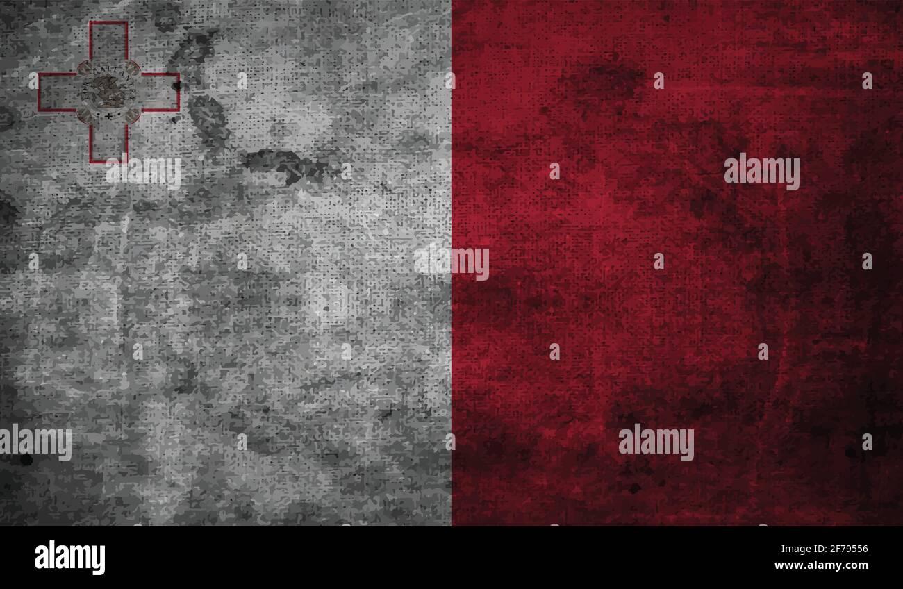 Malta flag with waving grunge texture. Vector background Stock Vector ...