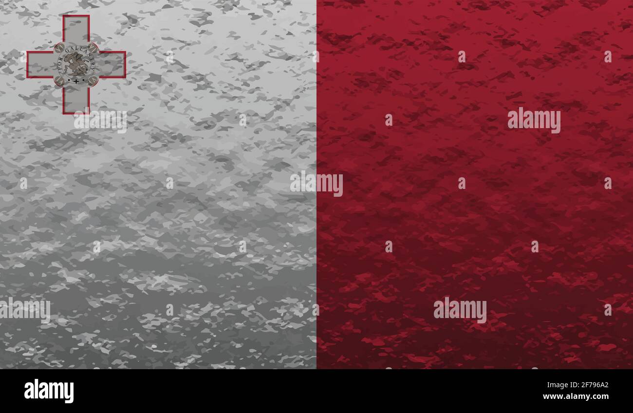 Malta flag with waving grunge texture. Vector background Stock Vector ...