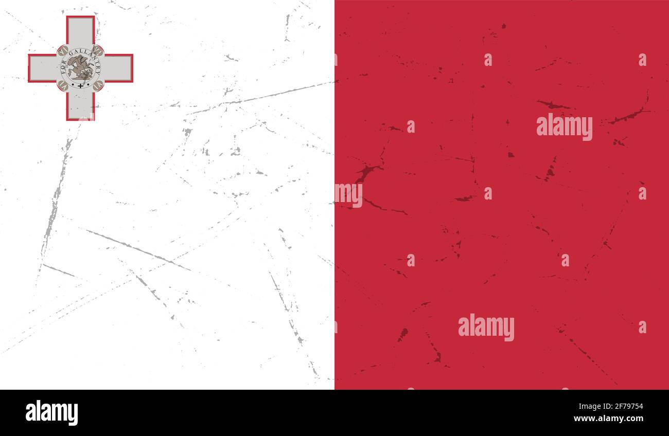 Malta flag with waving grunge texture. Vector background Stock Vector ...