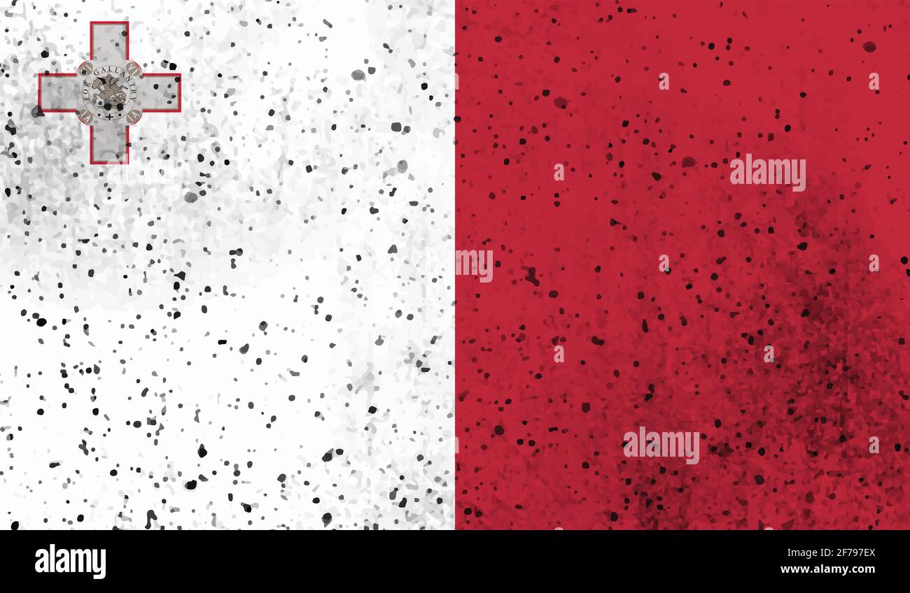 Malta flag with waving grunge texture. Vector background Stock Vector ...