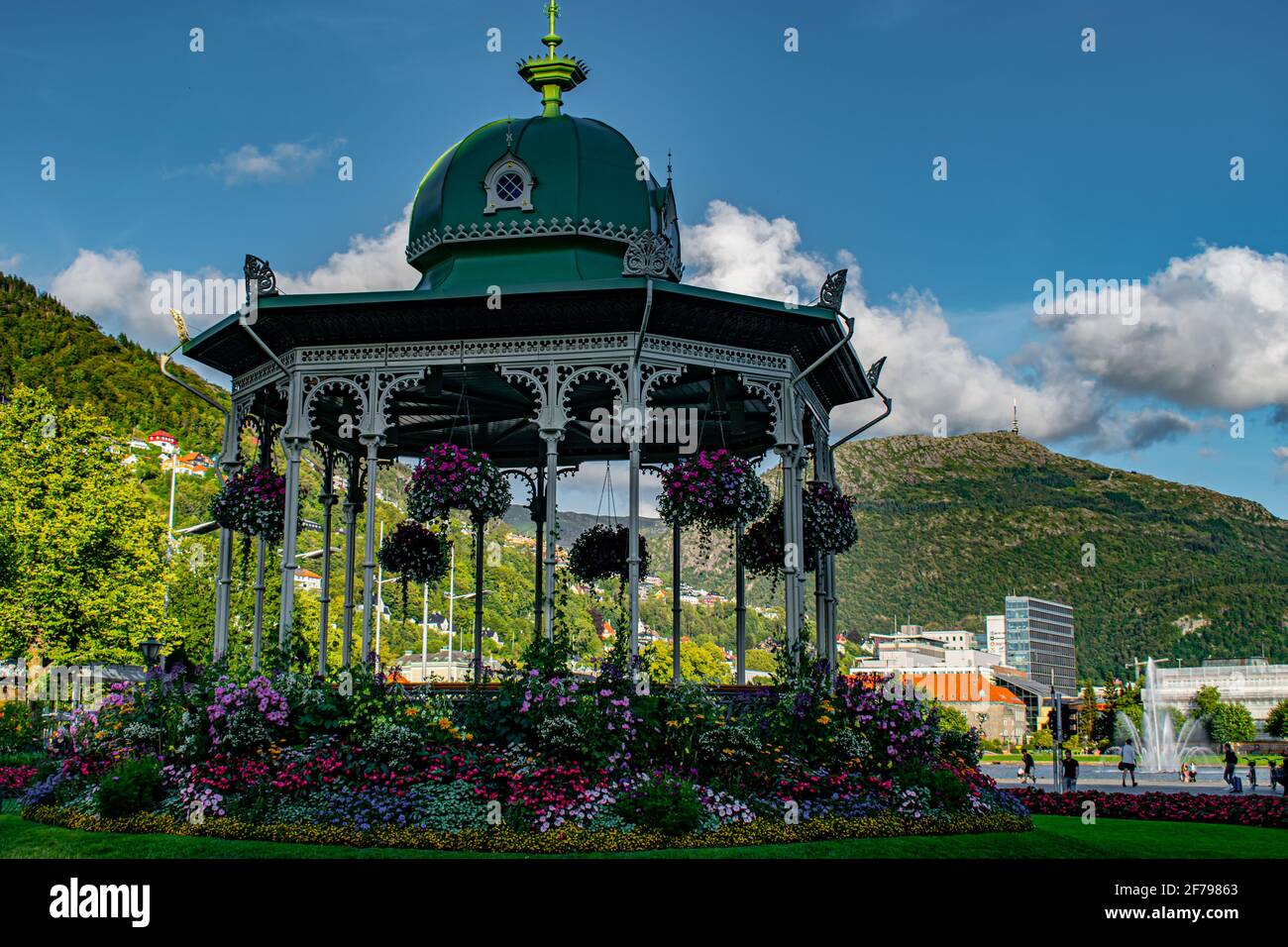 Historical Gazebo in the center of Bergen City, Norway Stock Photo