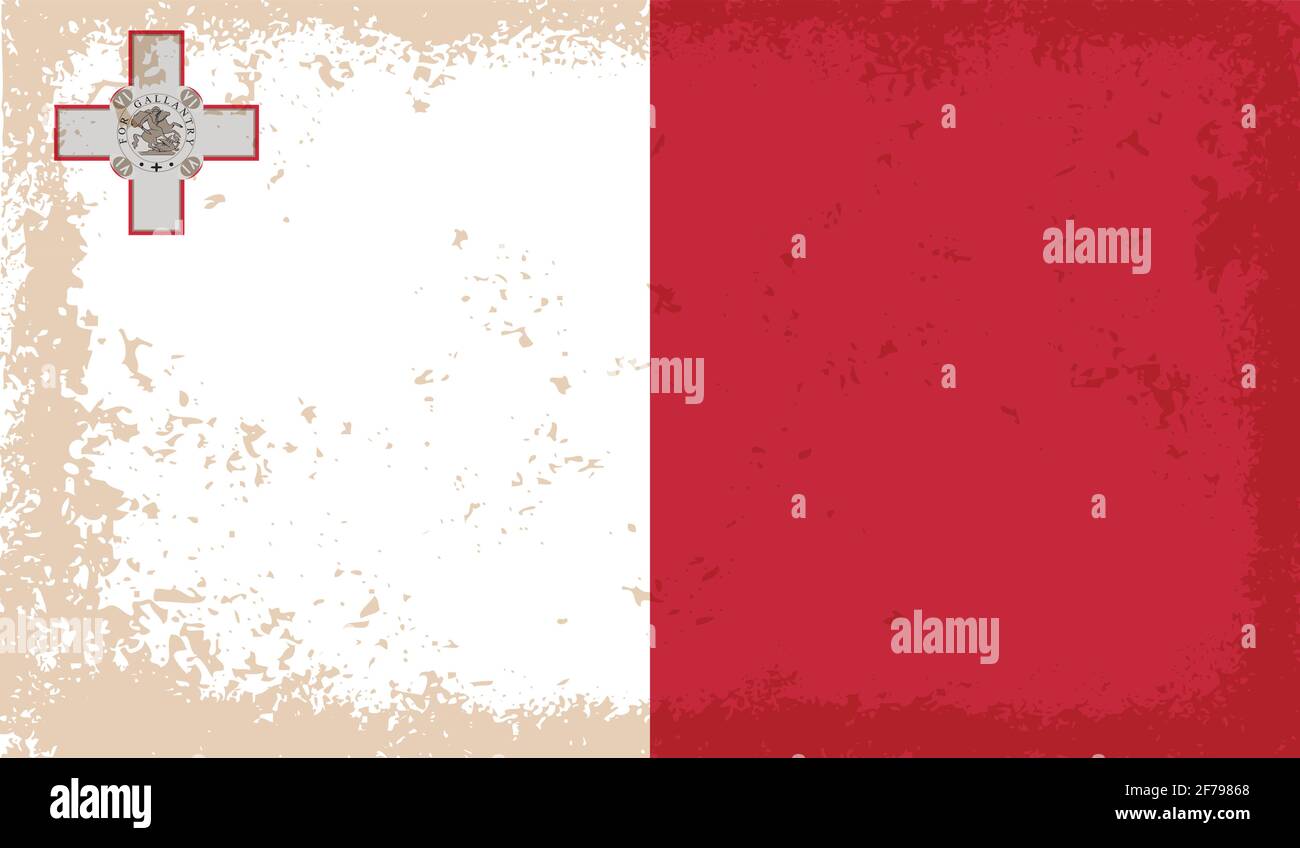 Malta flag with waving grunge texture. Vector background Stock Vector ...