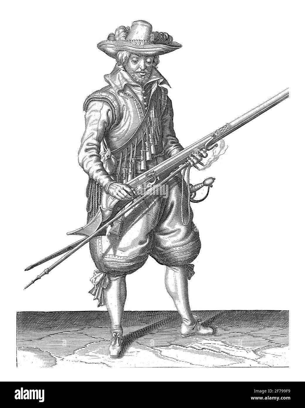 A soldier, fulllength, to the right, who shakes a musket (a certain