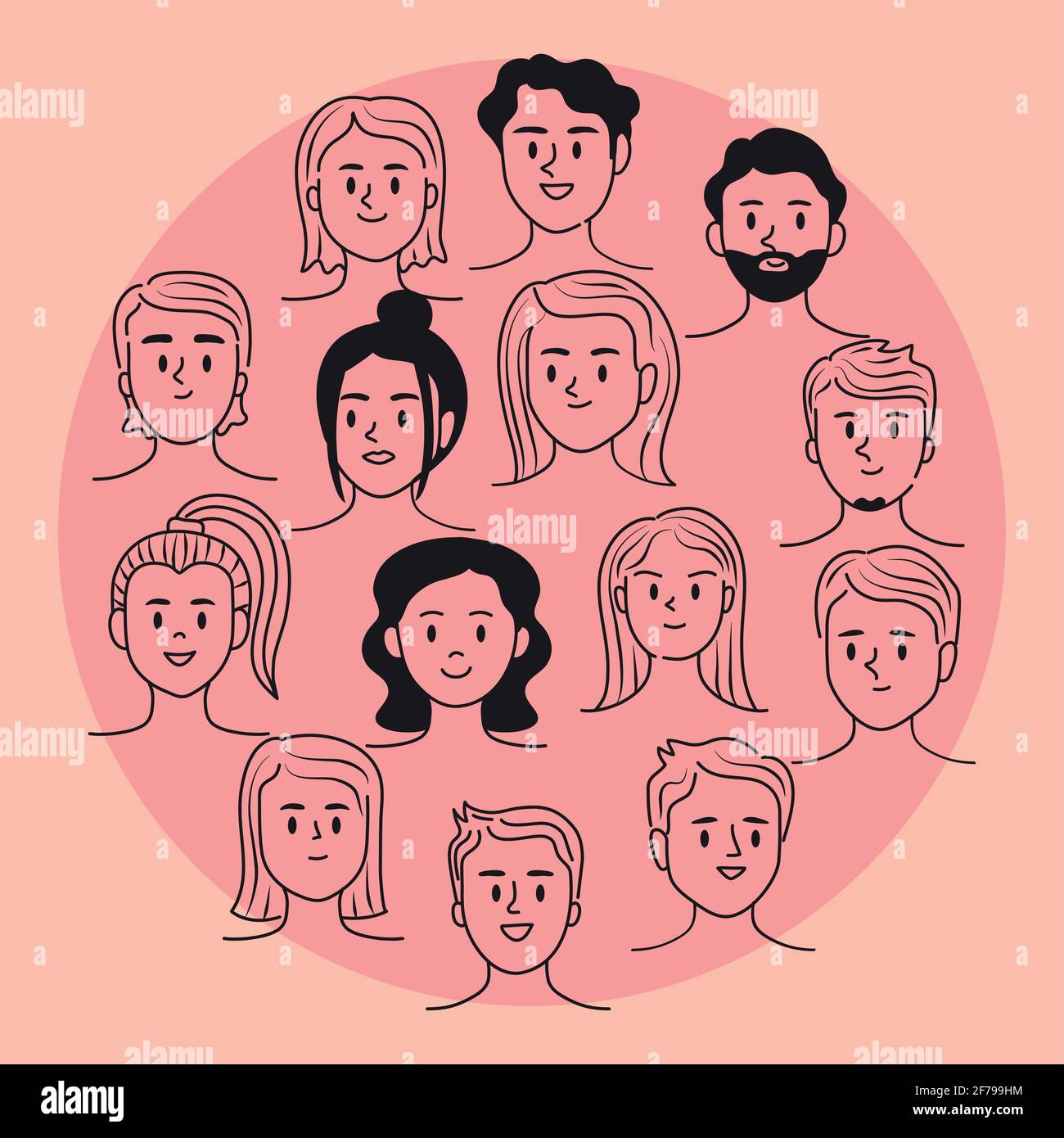 group people doddle Stock Vector