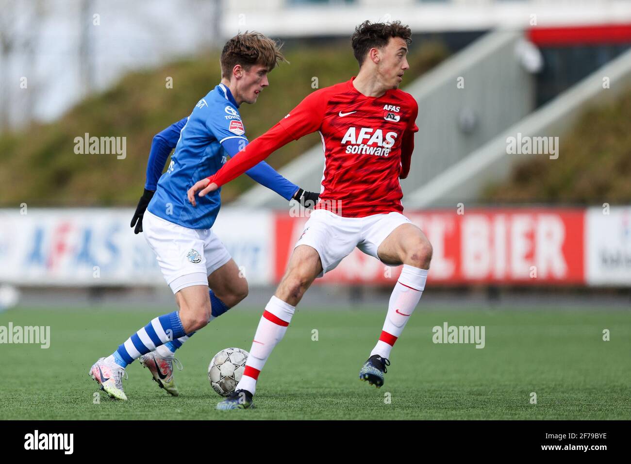 WIJDEWORMER, NETHERLANDS - APRIL 5: Don Bolsius of FC Den Bosch, Ziko  Buurmeester of AZ U23 during the Dutch Keukenkampioen Divisie match between  AZ A Stock Photo - Alamy