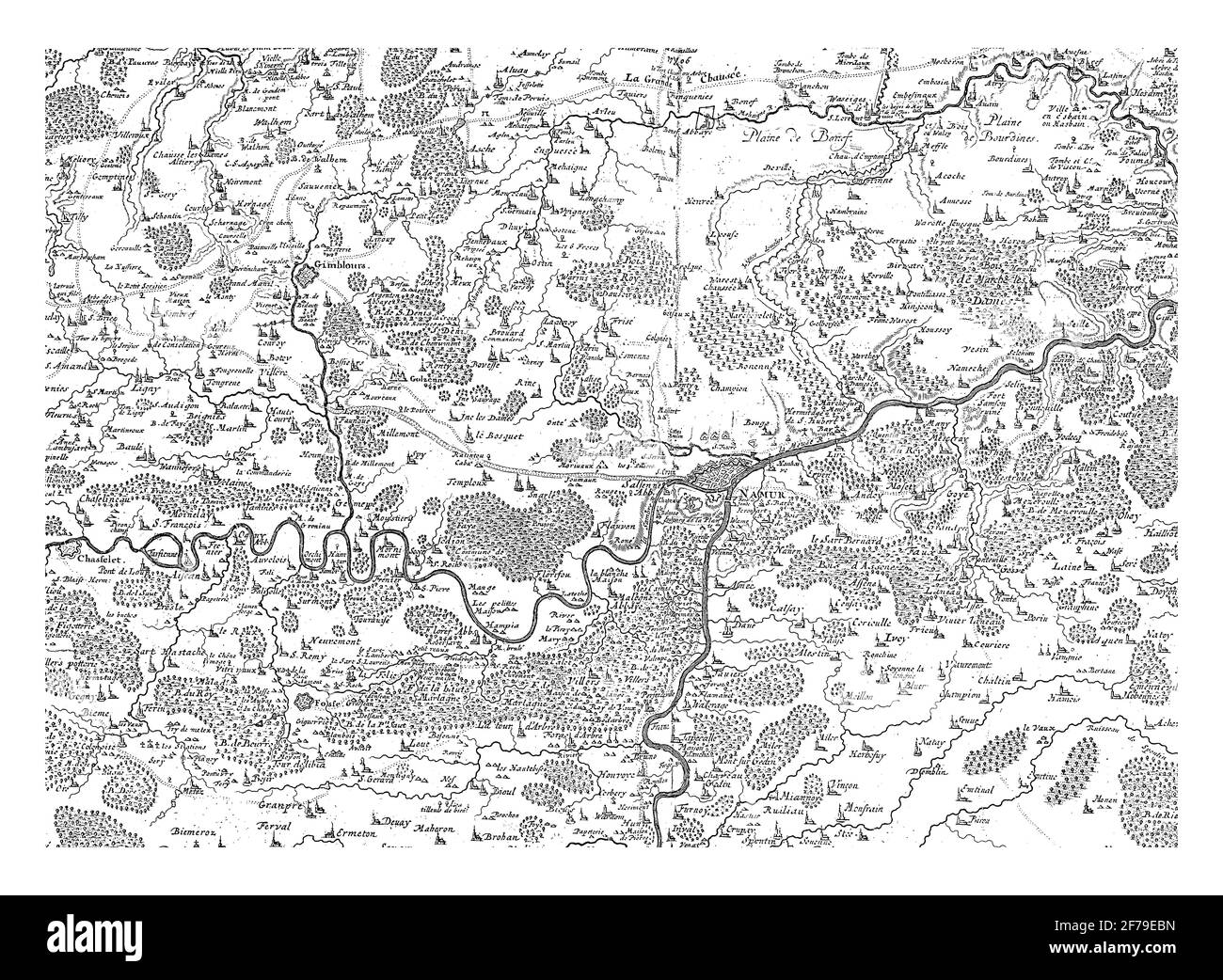 Map of the province of Namur, vintage engraving. Stock Photo