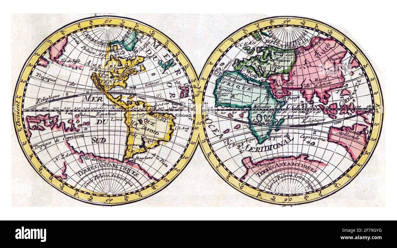 World Map, vintage engraving. Stock Photo