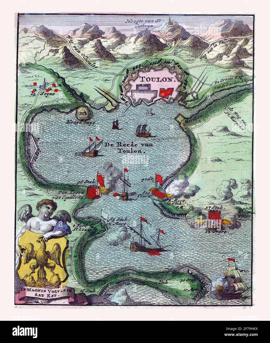 Map of the battle around Toulon, vintage engraving Stock Photo Alamy