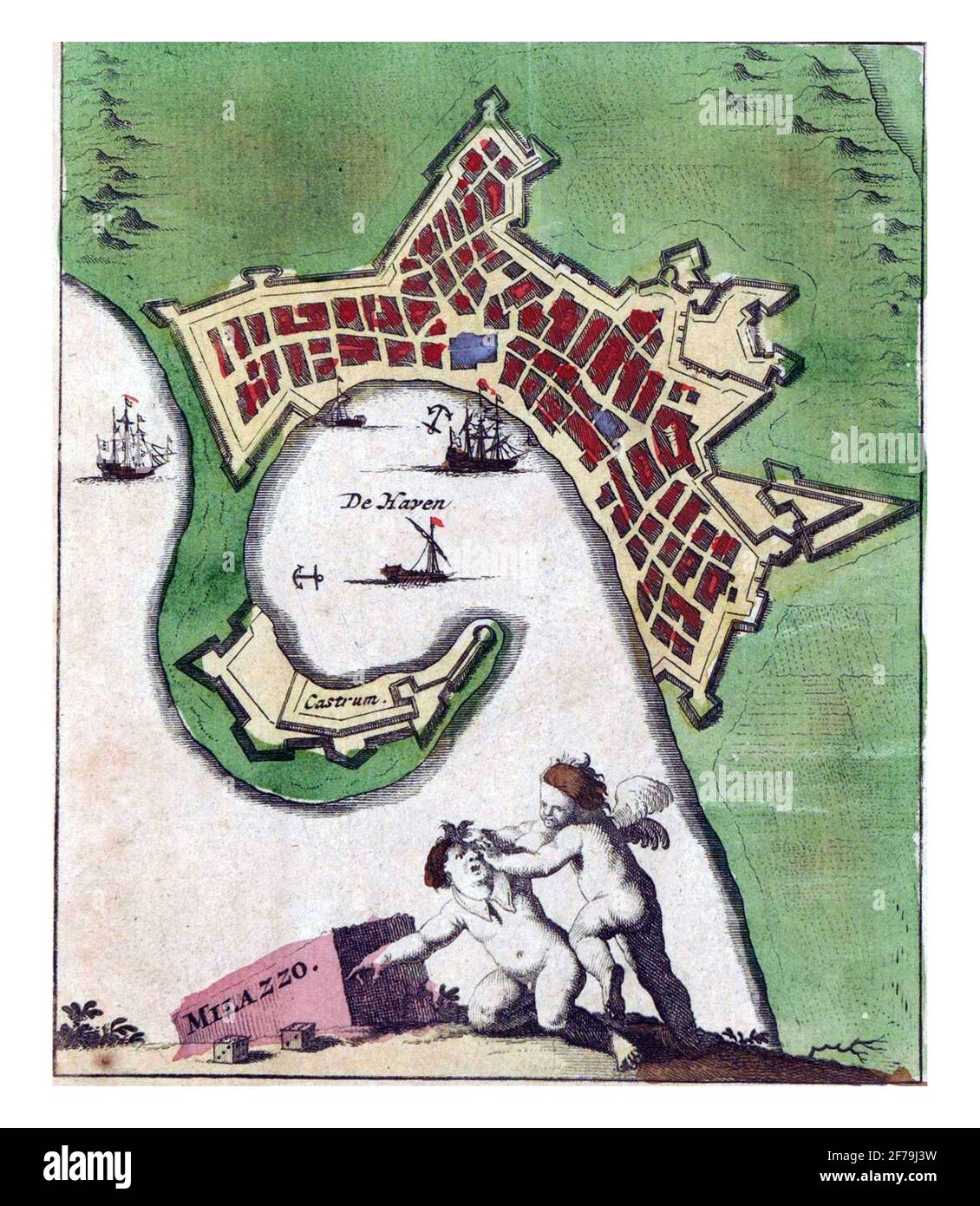 Map of Milazzo, vintage engraving. Stock Photo