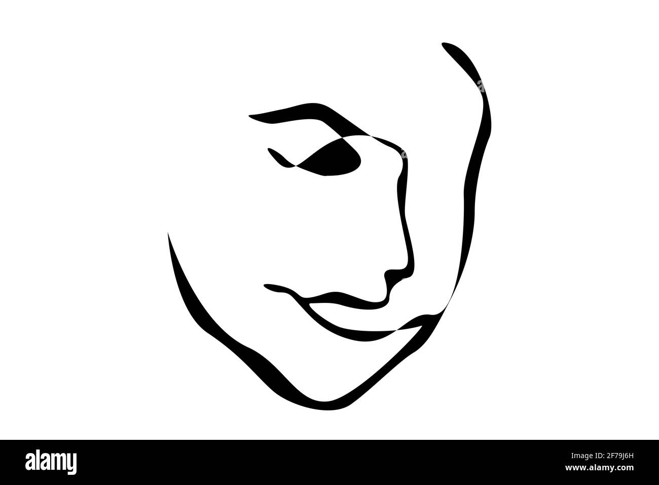 https://c8.alamy.com/comp/2F79J6H/beautyfull-girl-face-smile-attractive-young-woman-portrait-female-beauty-concept-continuous-one-line-drawing-black-and-white-vector-illustration-2F79J6H.jpg