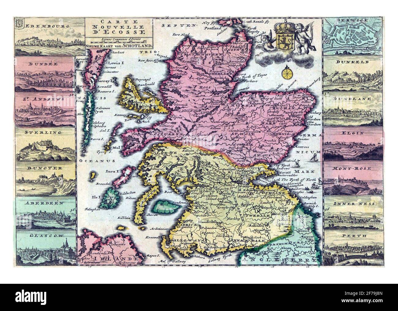Map of Scotland, vintage engraving. Stock Photo