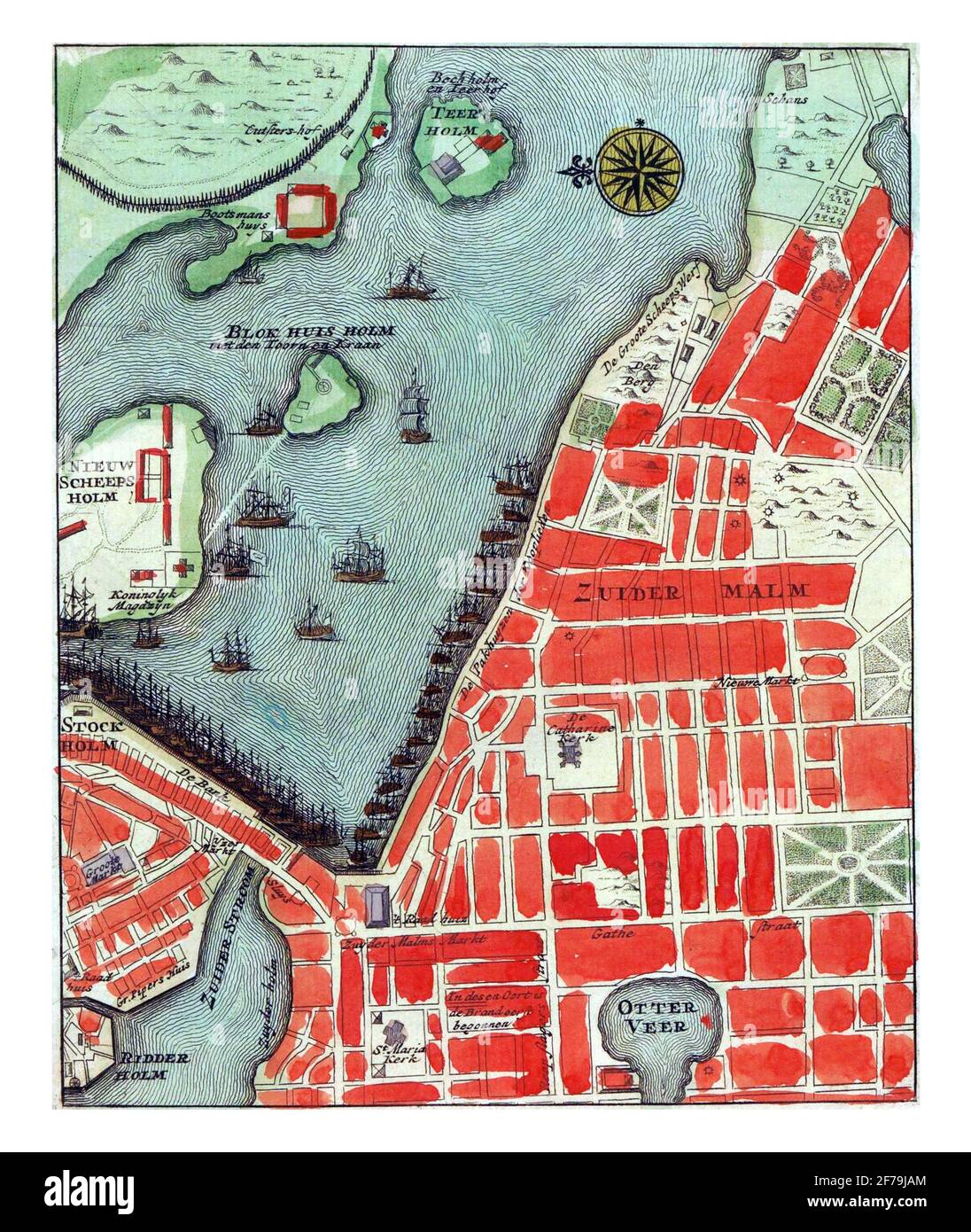Map of Stockholm, vintage engraving. Stock Photo