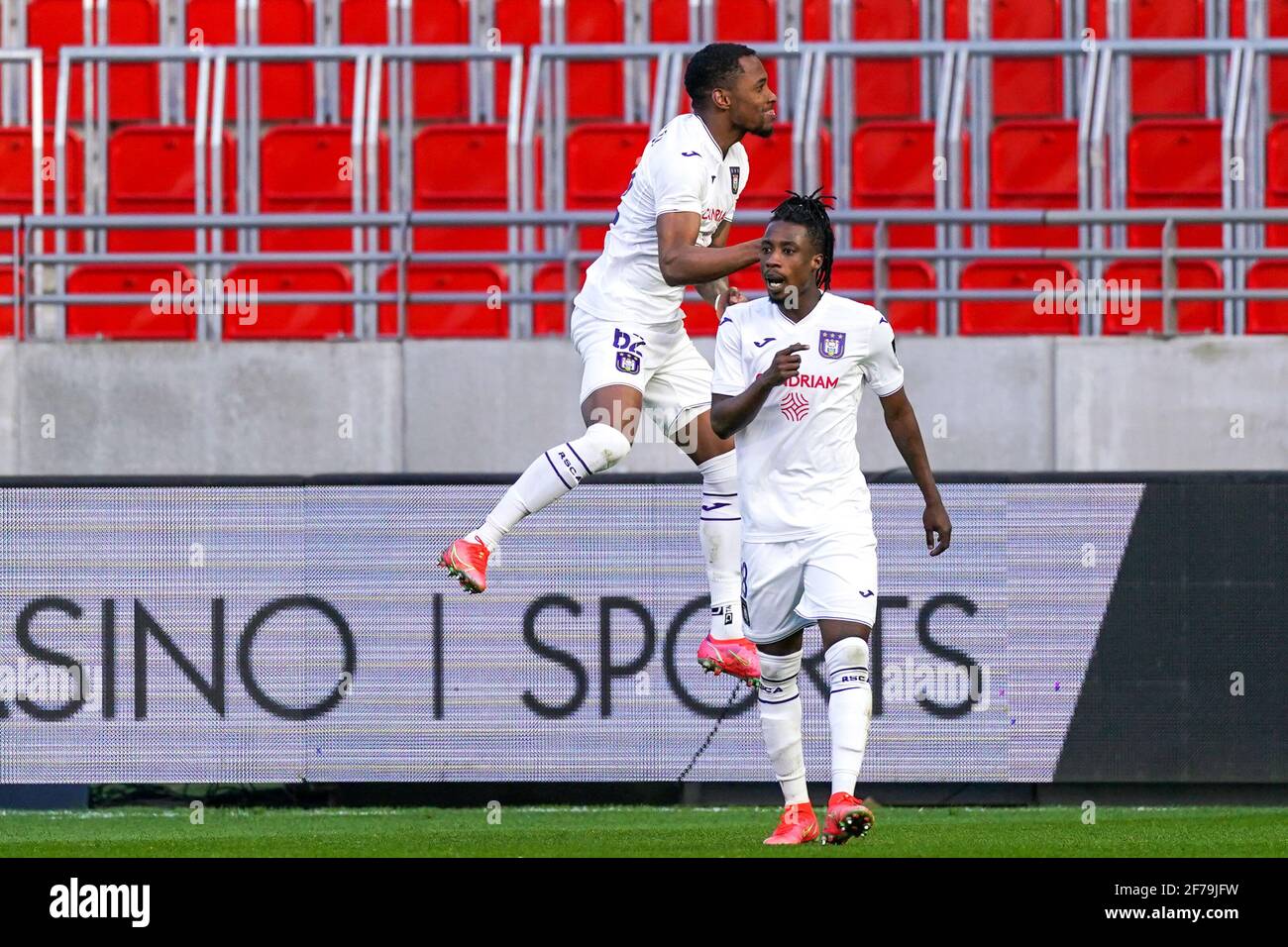 ANDERLECHT, BELGIUM - APRIL 11: 2-1 RSC Anderlecht, goal by Albert Sambi  Lokonga of RSC Anderlecht during the Jupiler Pro League match between RSC  And Stock Photo - Alamy