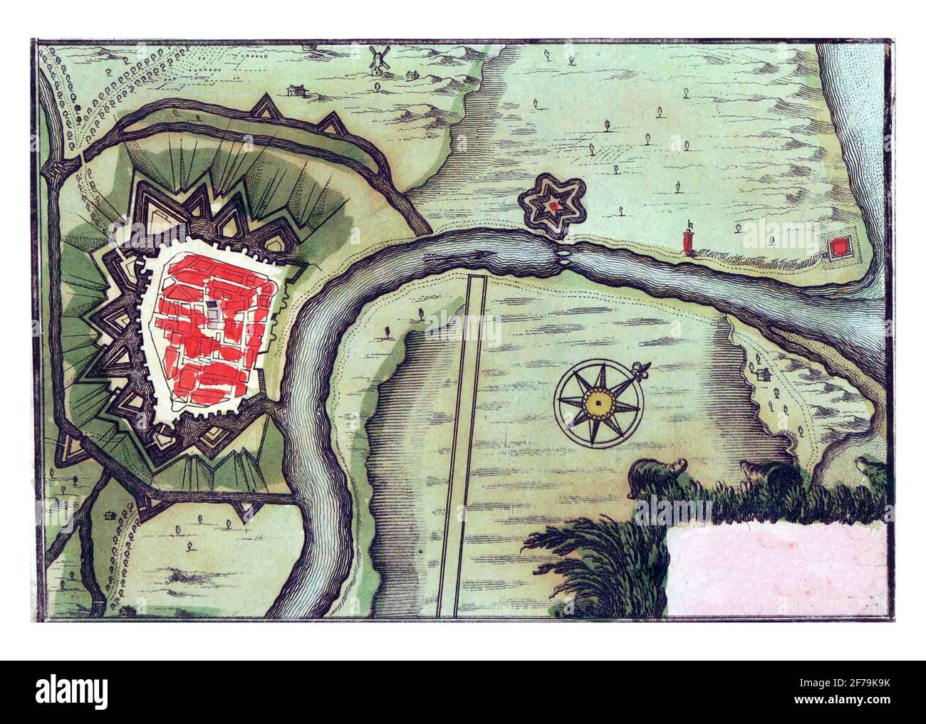 Map of Nieuwpoort, vintage engraving. Stock Photo