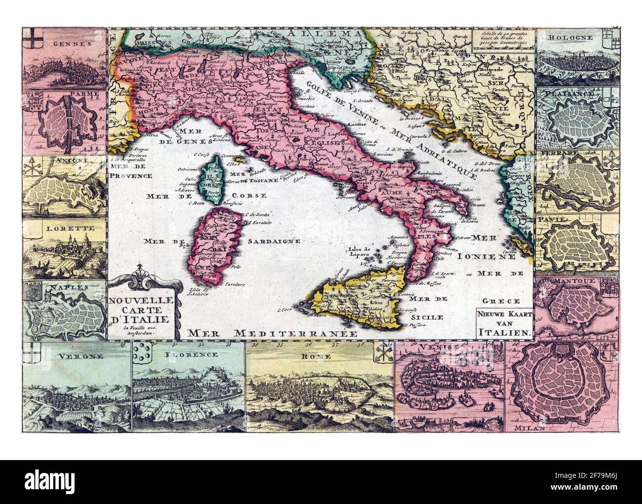 Map of Italy, vintage engraving. Stock Photo