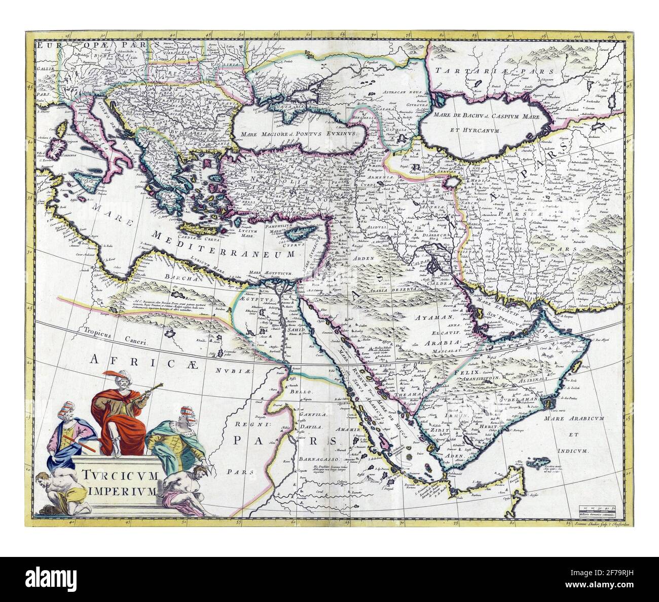 Map of the Turkish Empire, vintage engraving. Stock Photo
