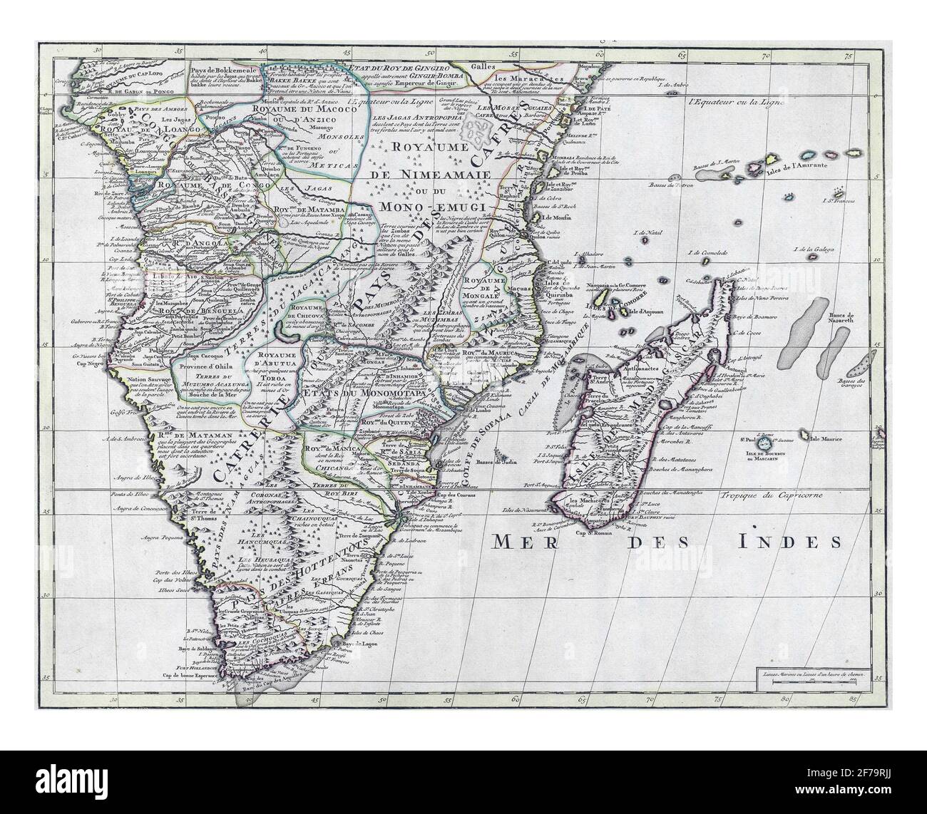 Map of South Africa and Madagascar, vintage engraving. Stock Photo