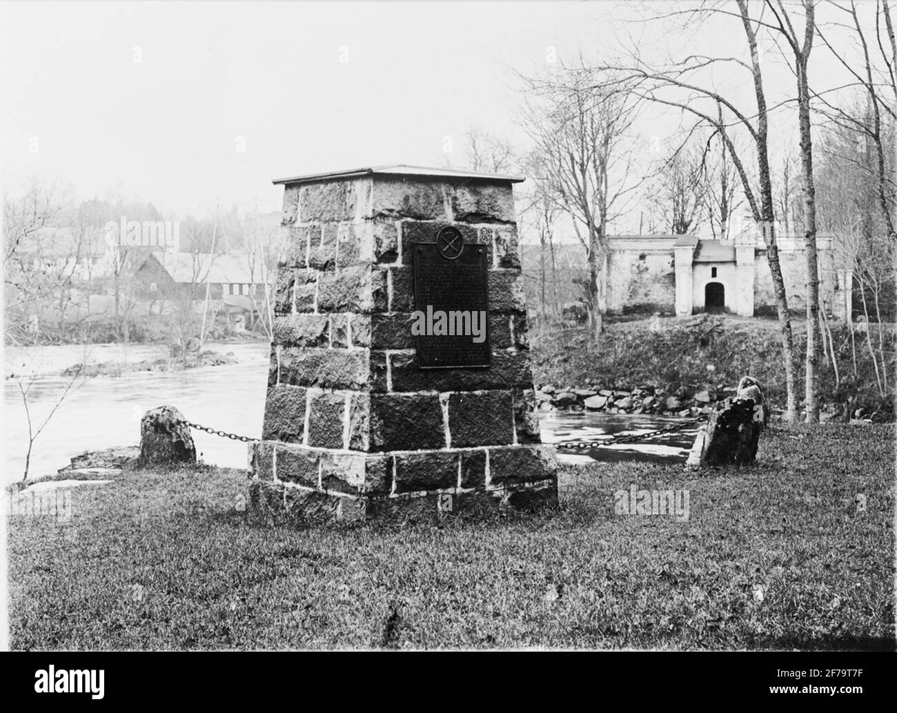The last owner of the powder mill made this tablet in 1931 Stock Photo