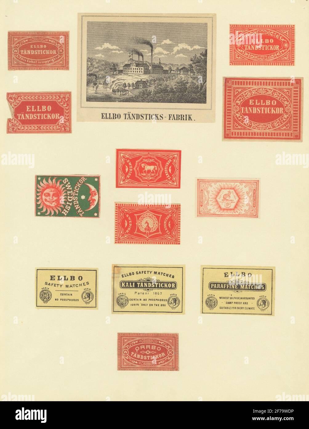 Matchbox labels, from the Swedish industrial and trading museum. (Ellbo