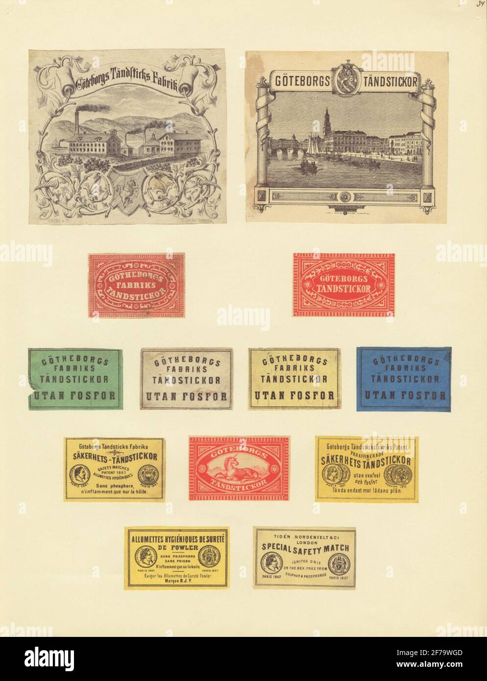 Matchbox labels, from the Swedish industrial and trading museum