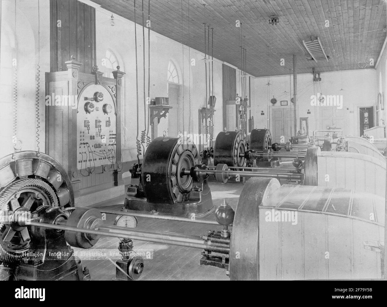 Interior of Sweden's first 3-phase power station 1893. Building ASEA ...