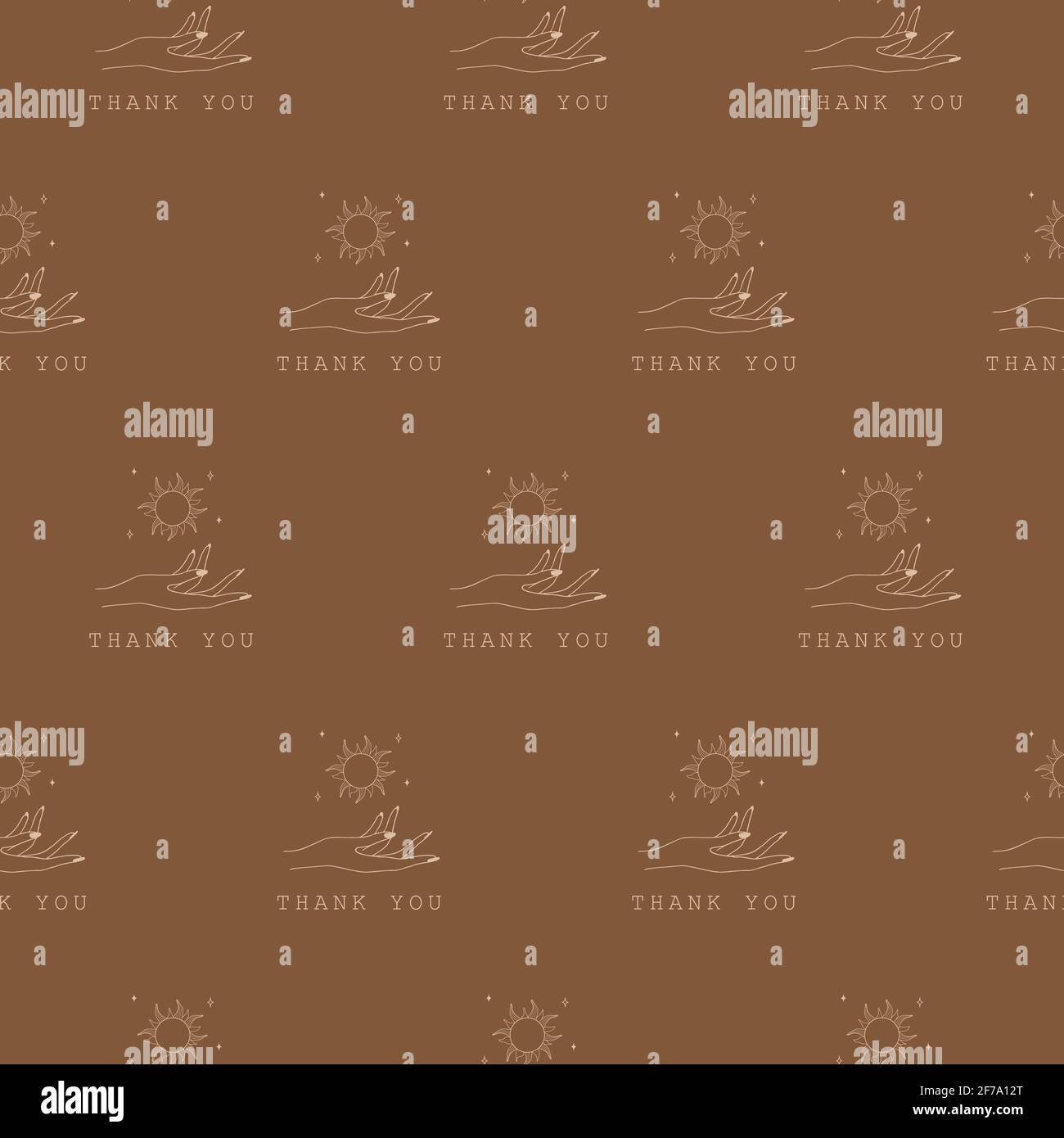 Seamless pattern with boho Thank you stickers. Thank you for your order background. Modern vector illustration in linear style. Use for wallpaper Stock Vector