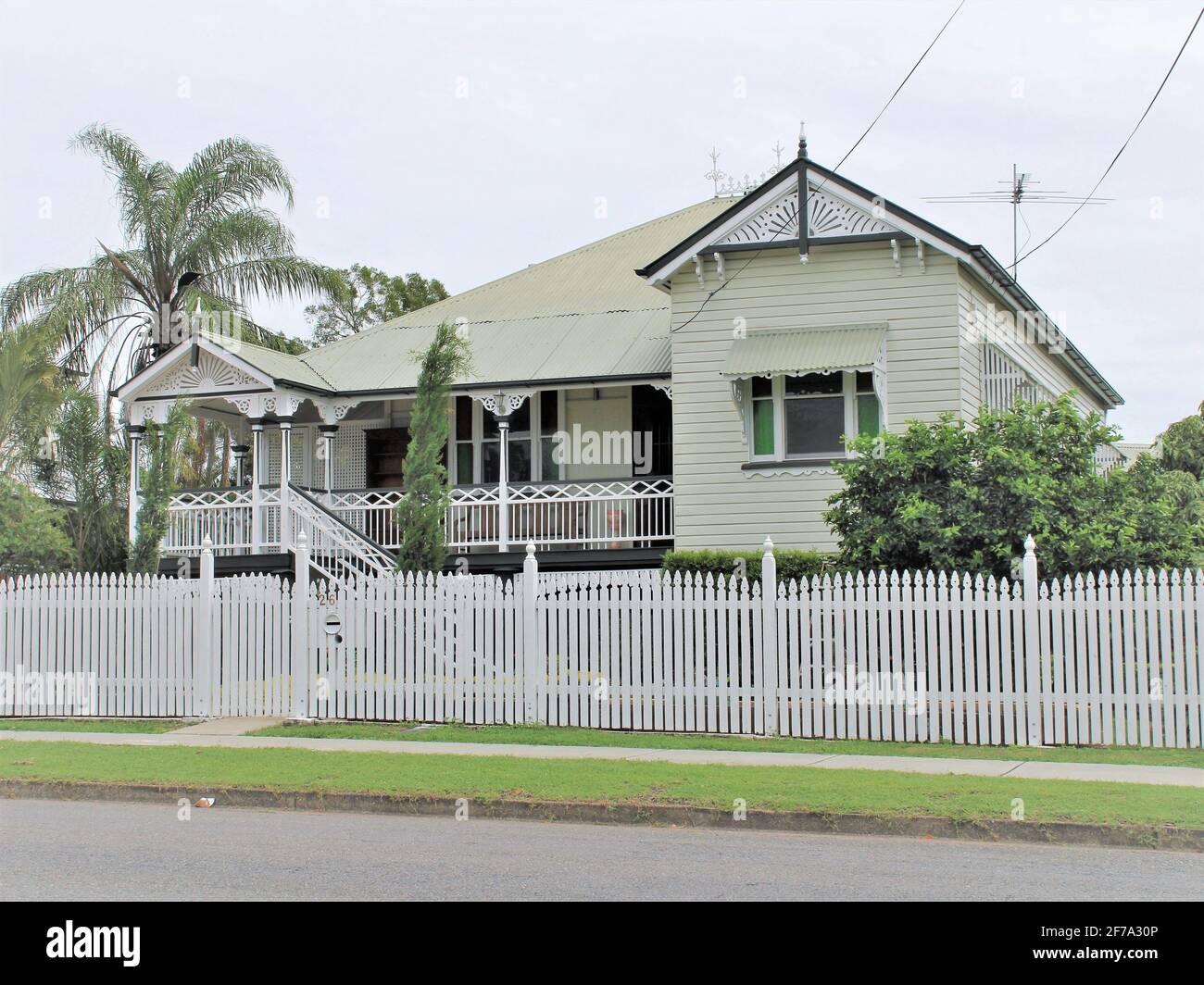 Australian Housing Styles, Queenslander House, Australian Vernacular Architecture, A Queenslander House along Harlin Road, Ipswich. Stock Photo