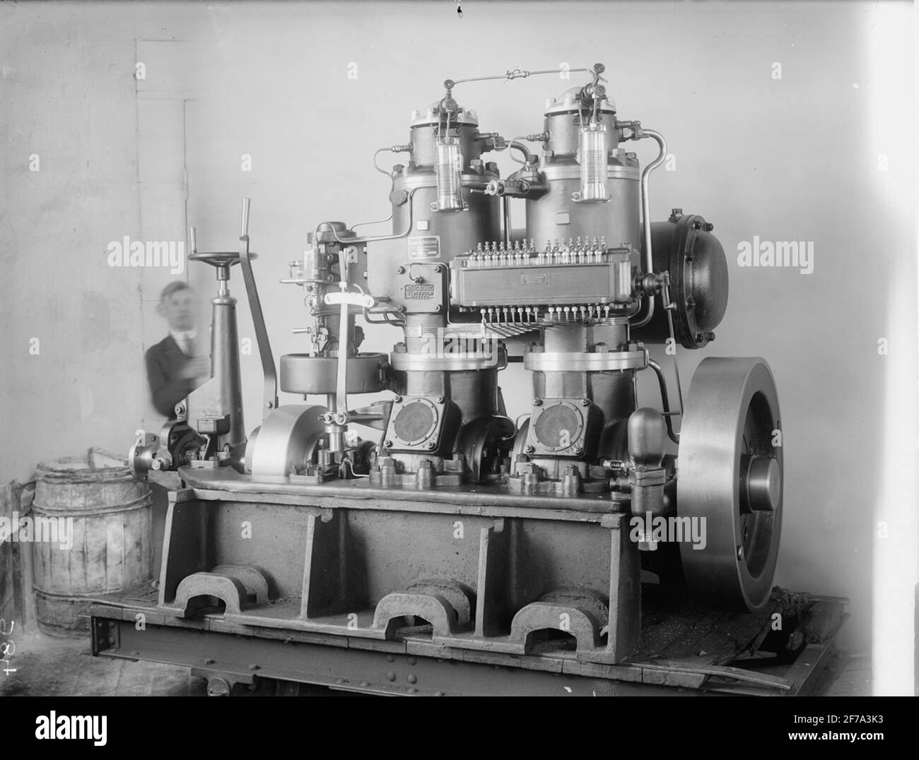 2 cyl. Marine engine with rotatable leaves Type 2 FV about 60 hp. Stock Photo