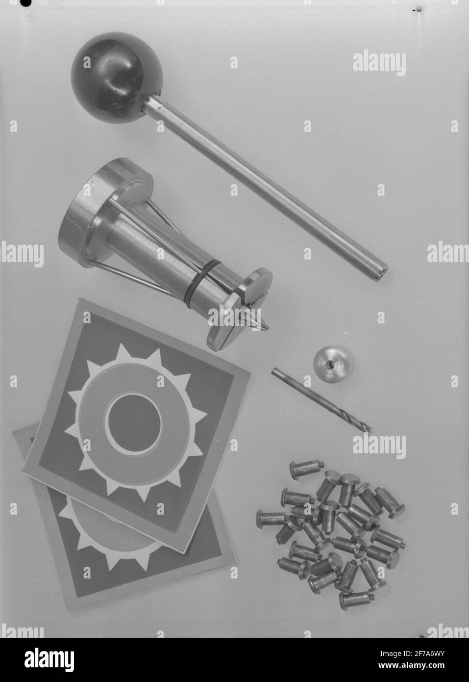 Tools and stud for tire dubbing. Stock Photo