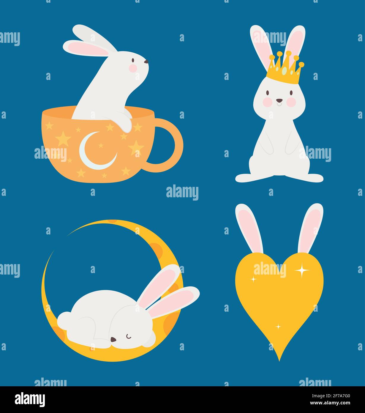 cute rabbits icon set design Stock Vector Image & Art - Alamy