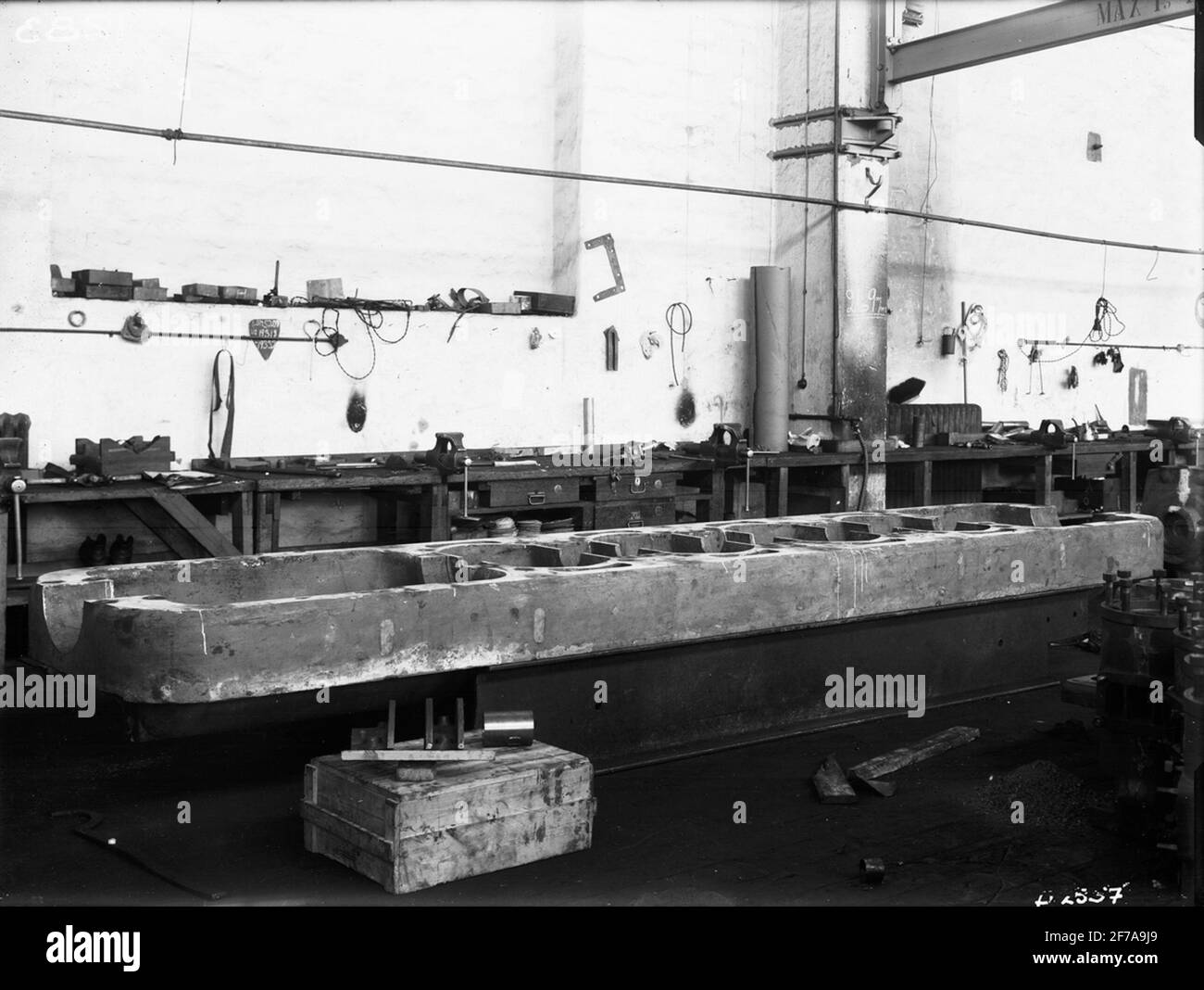 Bottom plate for 4cylinder crude oil engine Stock Photo Alamy