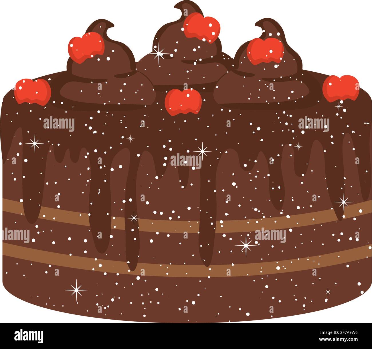 chocolate cake with cherries design Stock Vector Image & Art - Alamy