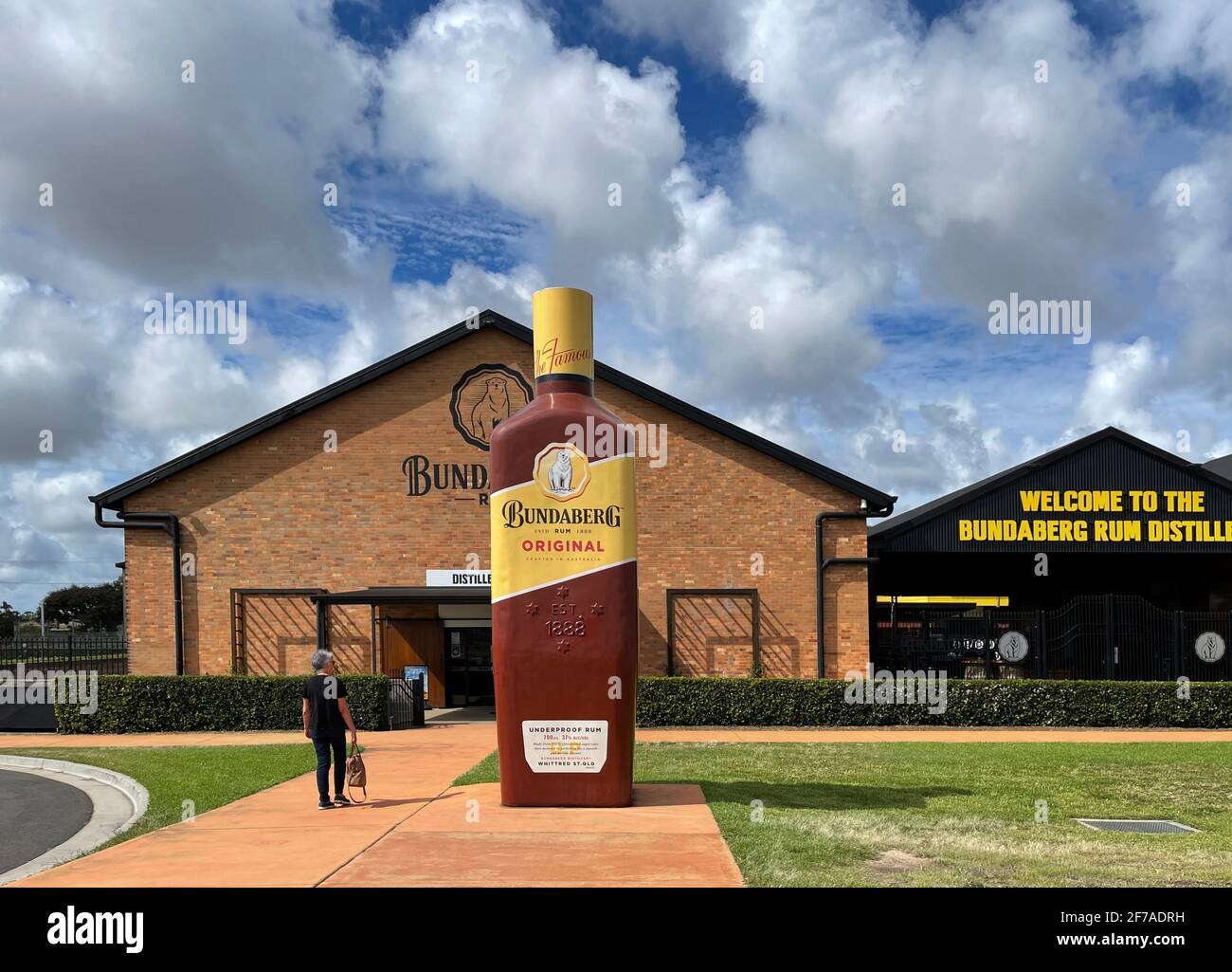 Facade of the Rum Distillery which commenced operations in 1888 with first production in 1889, in Bundaberg, Queensland, Australia Stock Photo