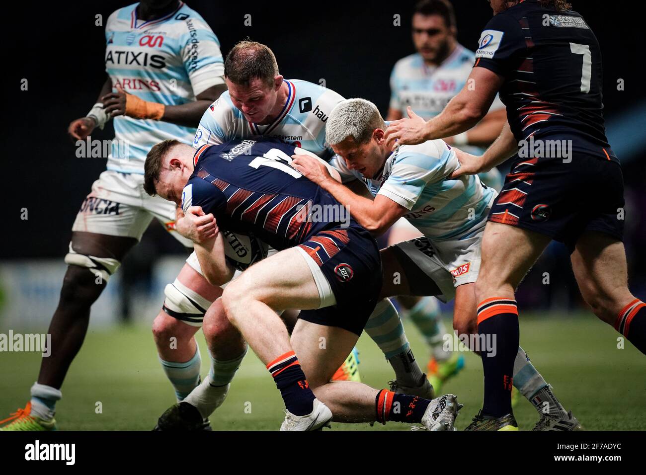 Donnacha Ryan And Antoine Gibert R92 During The 8th Finale Match Of Champions Cup Between Racing 92 R92 And Edinburgh Rugby Er At The Paris La Defense Arena In Nanterre France On