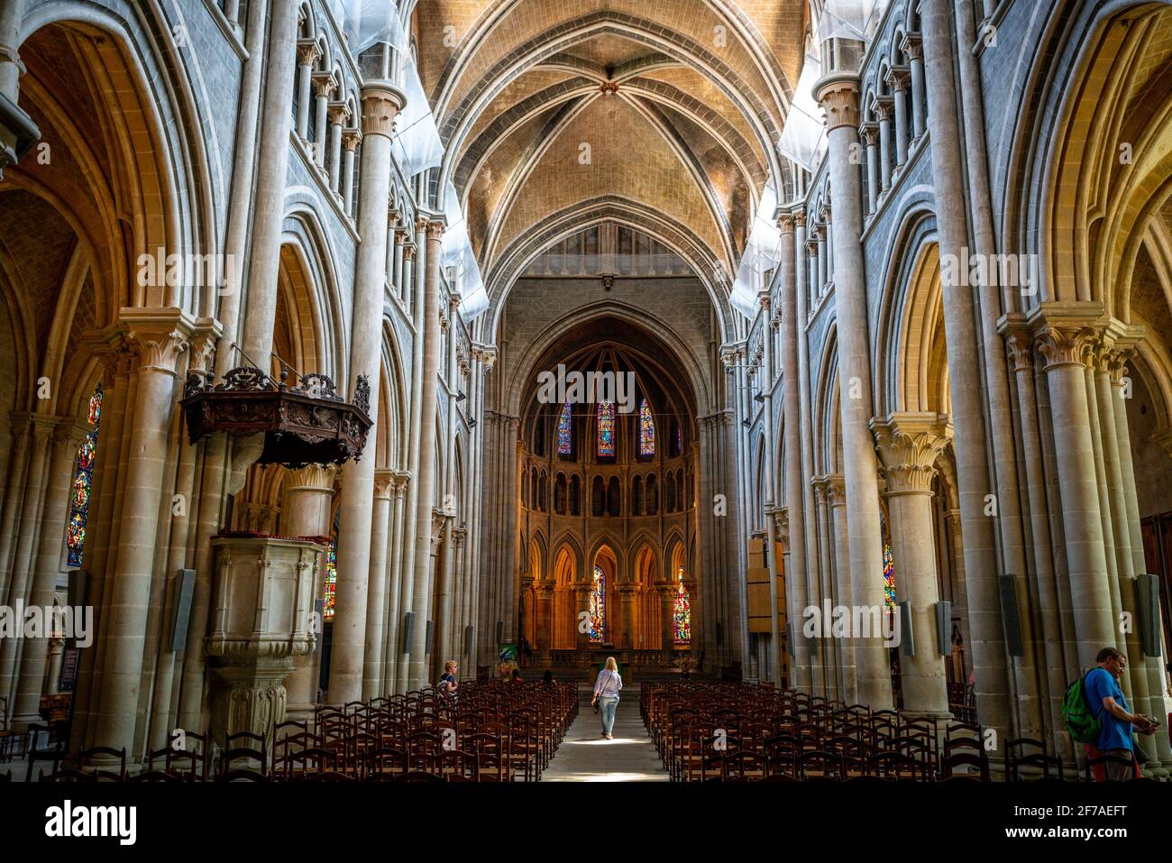 Lausanne Switzerland , 25 June 2020 : Interior view of the Cathedral of Notre Dame of Lausanne an evangelical reformed church in Lausanne Vaud Switzer Stock Photo