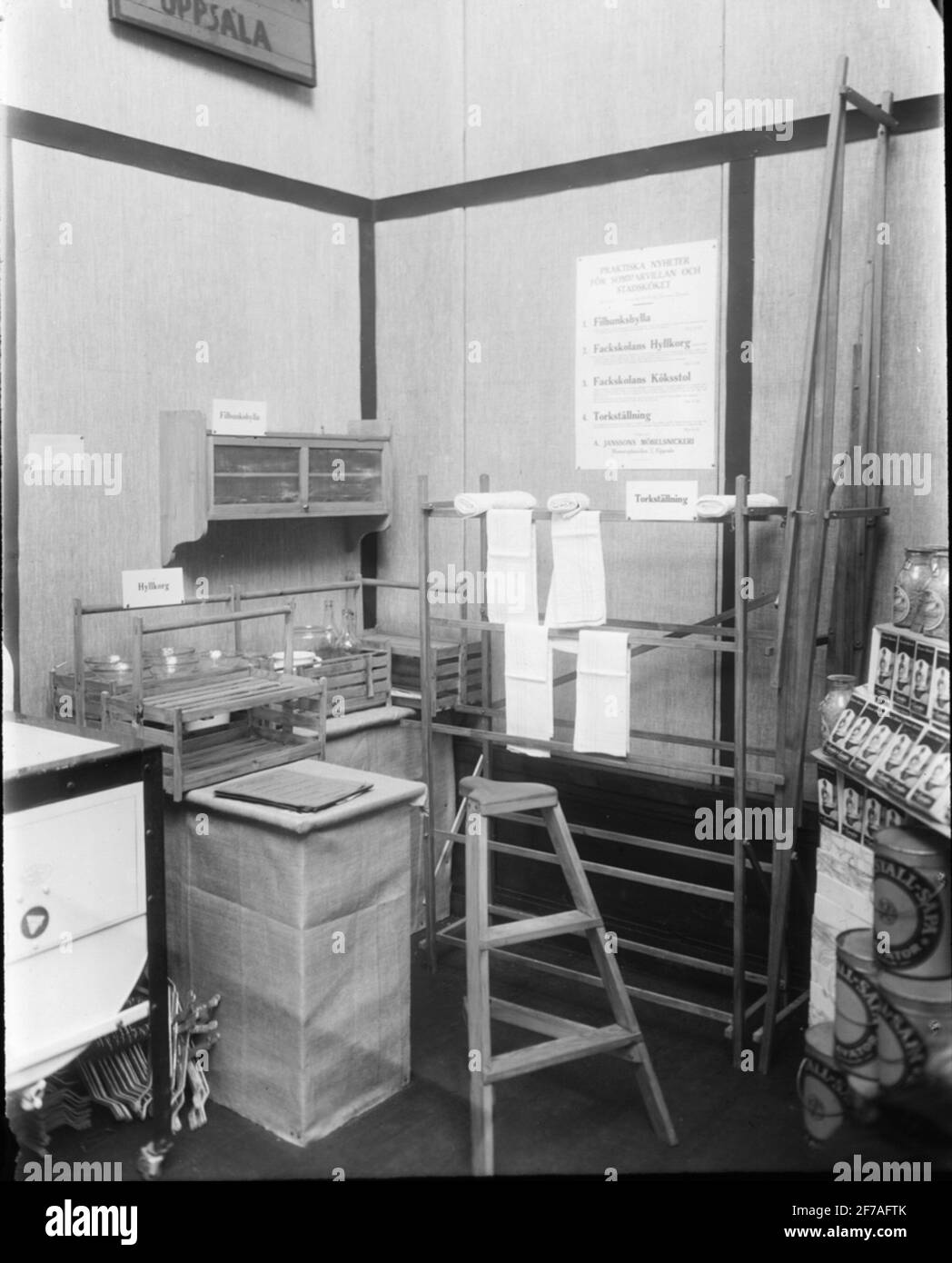 Engineer P. Wretblad's material for building and living exhibitions. Interior of the exhibition. Stock Photo