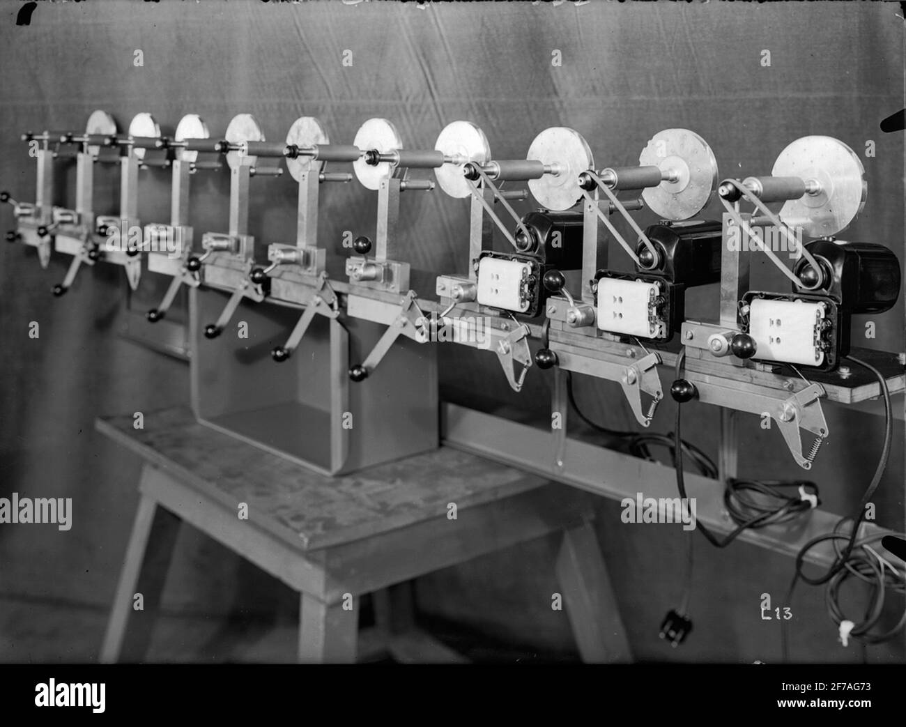 Sewing machine engines testing device Stock Photo Alamy