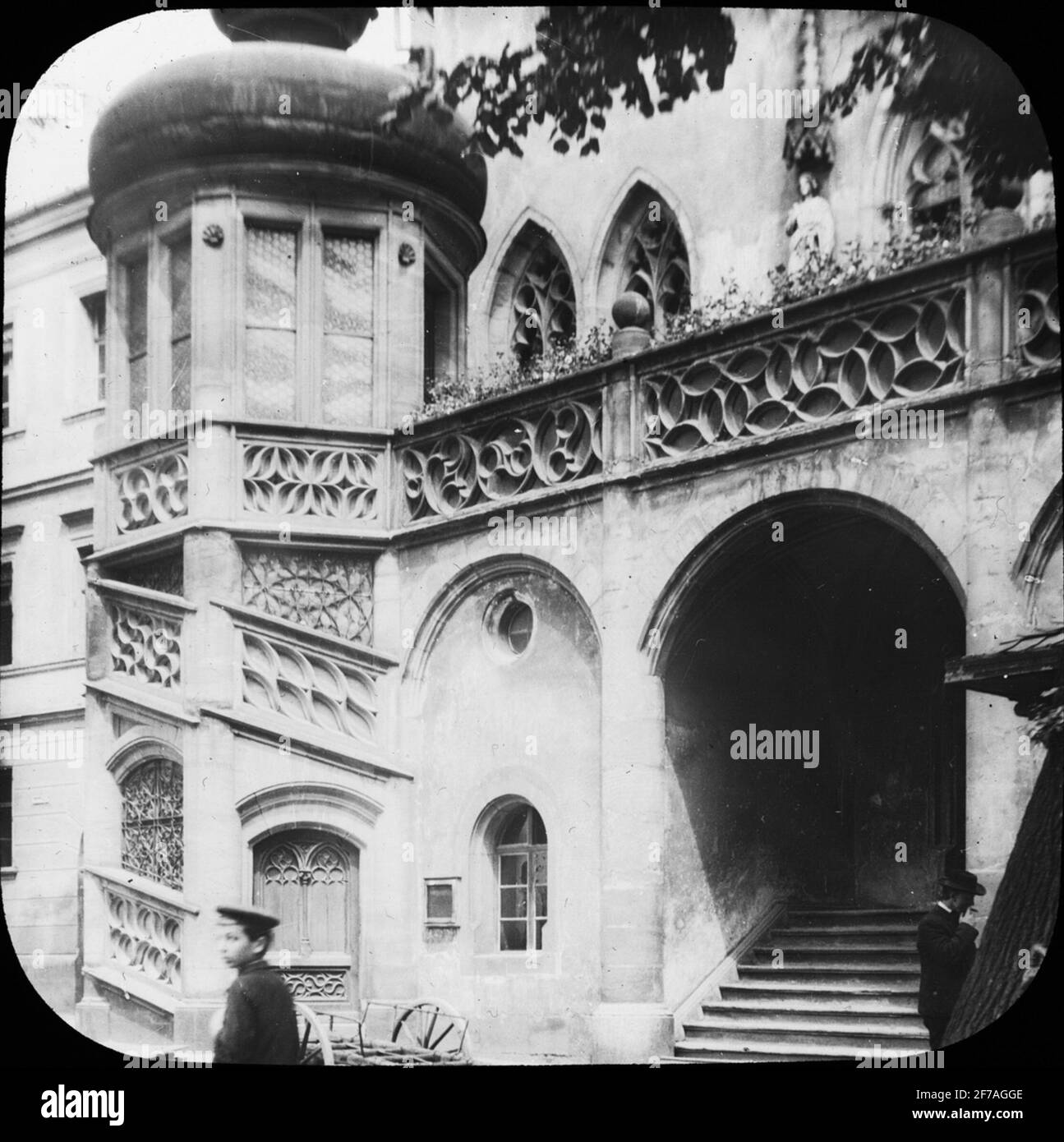 Skioptyconform with motifs of the Town Hall in Amberg.The image has