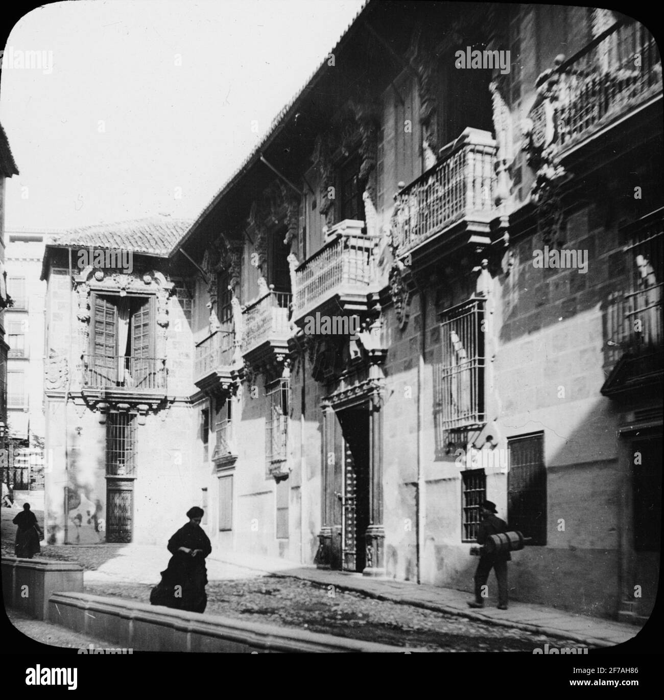 Skiopty icon with motifs of Antigua Casa de Cabildos, Granada.The image ...